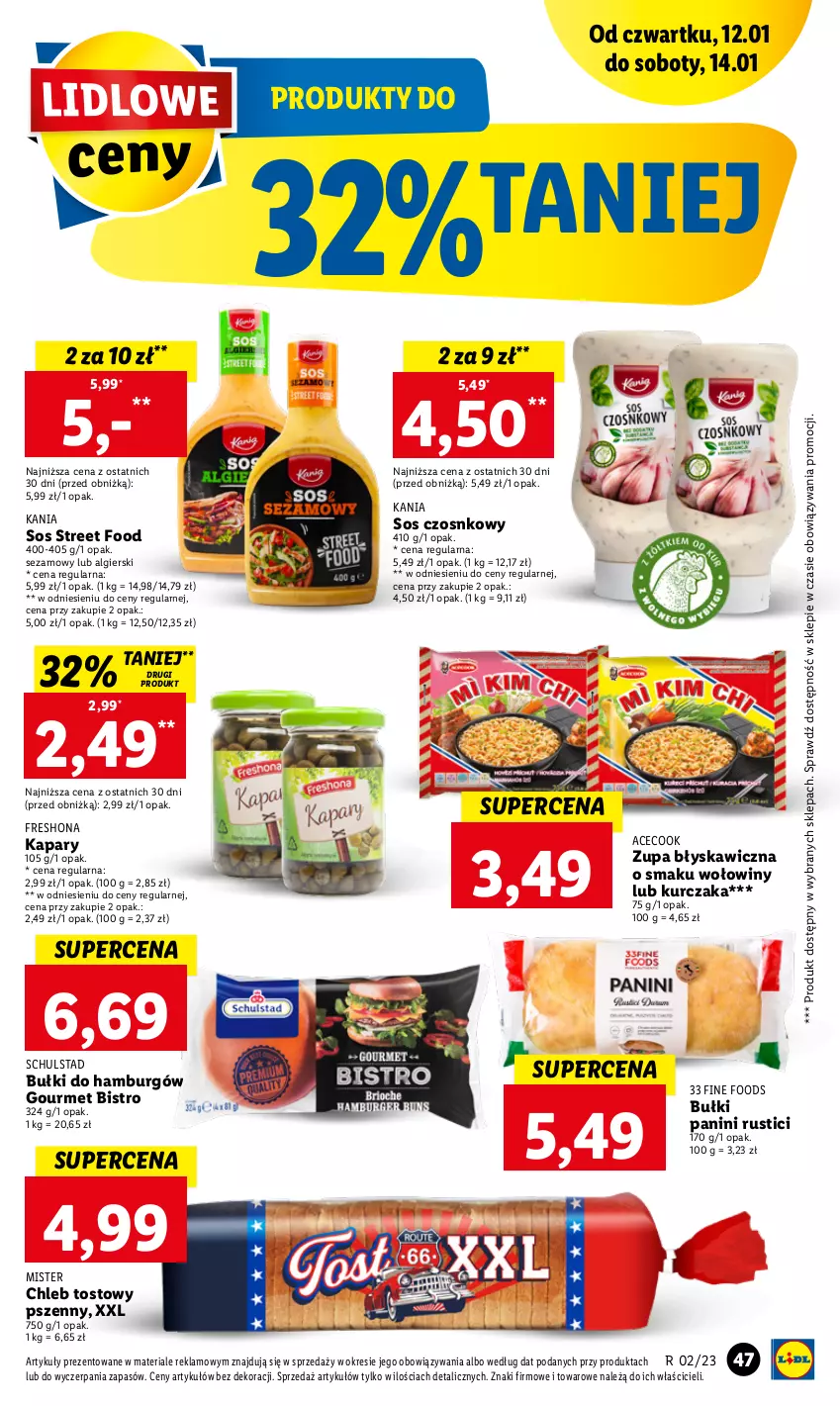 Gazetka promocyjna Lidl - GAZETKA - ważna 12.01 do 14.01.2023 - strona 49 - produkty: Chleb, Chleb tostowy, Kapary, Kurczak, LG, Rust, Sezam, Sos, Sos czosnkowy, Zupa