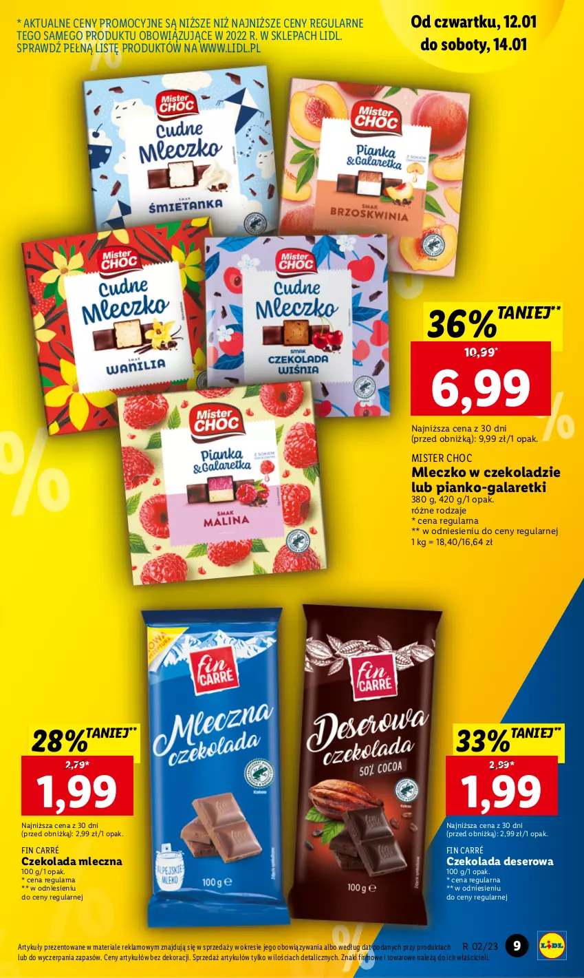 Gazetka promocyjna Lidl - GAZETKA - ważna 12.01 do 14.01.2023 - strona 9 - produkty: Czekolada, Czekolada mleczna, Deser, Gala, Galaretki, Mleczko, Ser