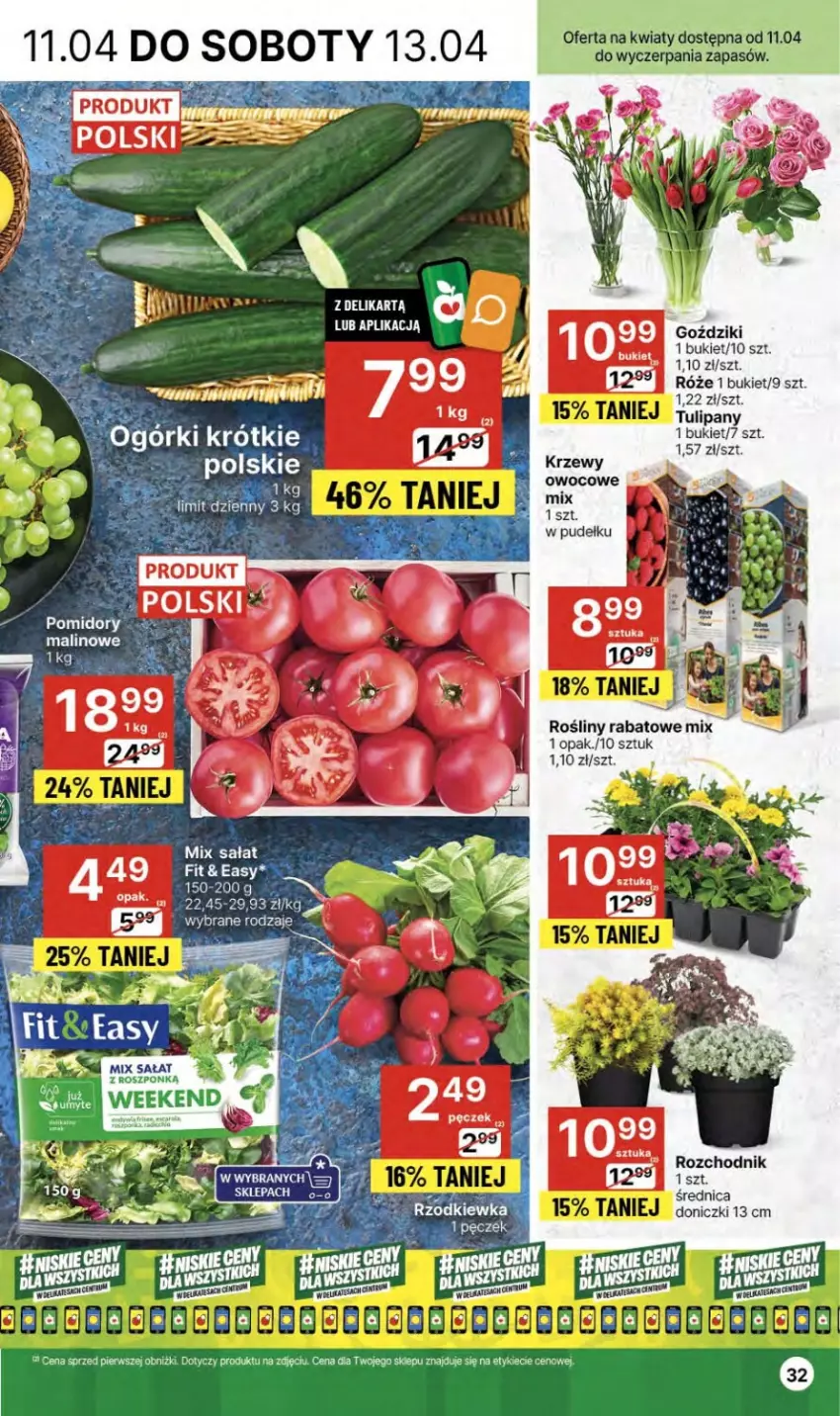 Gazetka promocyjna Delikatesy Centrum - NOWA GAZETKA Delikatesy Centrum od 11 kwietnia! 11-17.04.2024 - ważna 11.04 do 17.04.2024 - strona 32 - produkty: Bukiet, Chodnik, Fa, Sałat, Tulipan