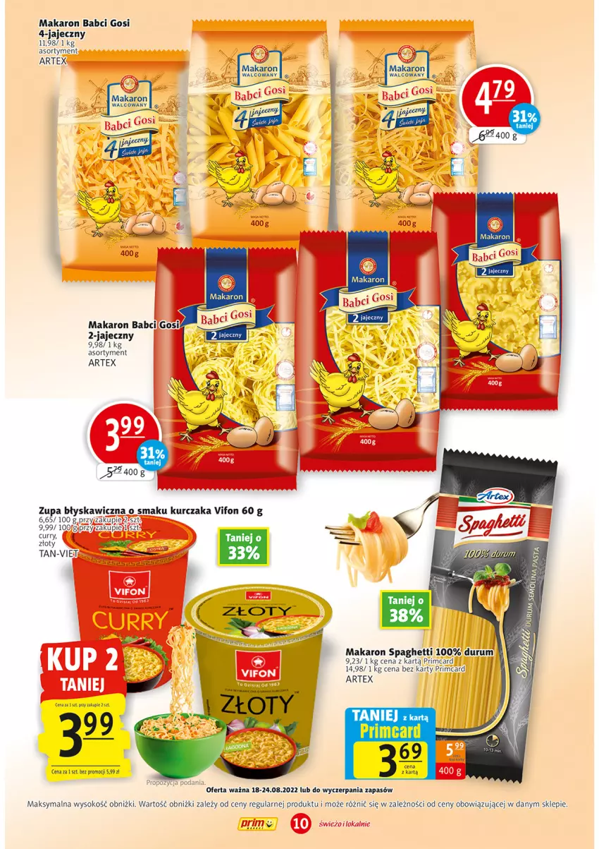 Gazetka promocyjna Prim Market - ważna 18.08 do 24.08.2022 - strona 10 - produkty: Kurczak, LG, Makaron, Rum, Sok, Spaghetti, Zupa