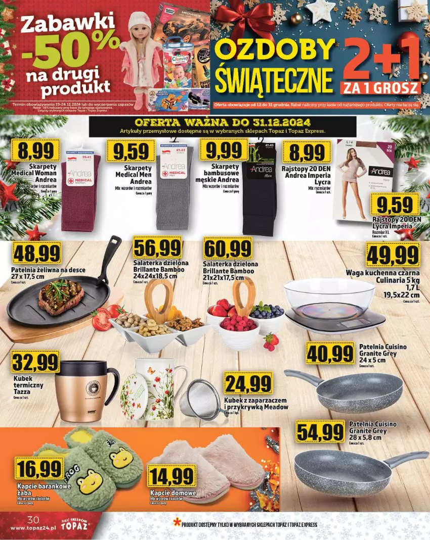 Gazetka promocyjna Topaz - Gazetka - ważna 19.12 do 25.12.2024 - strona 30 - produkty: Gra, Karp, Kubek, Rajstopy, Top, Zaparzacz