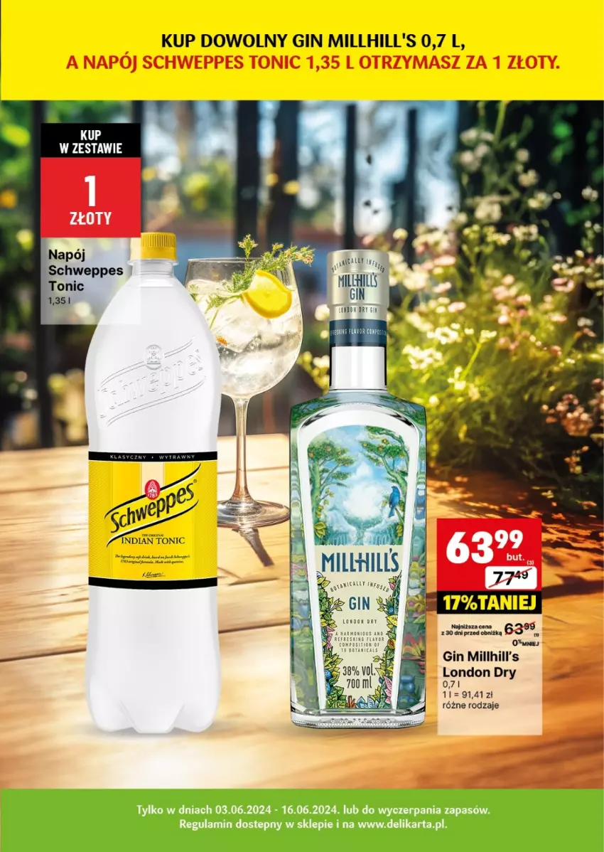 Gazetka promocyjna Delikatesy Centrum - DeliBarek DC23-DC24 - ważna 03.06 do 16.06.2024 - strona 13 - produkty: Gin, Napój, Schweppes