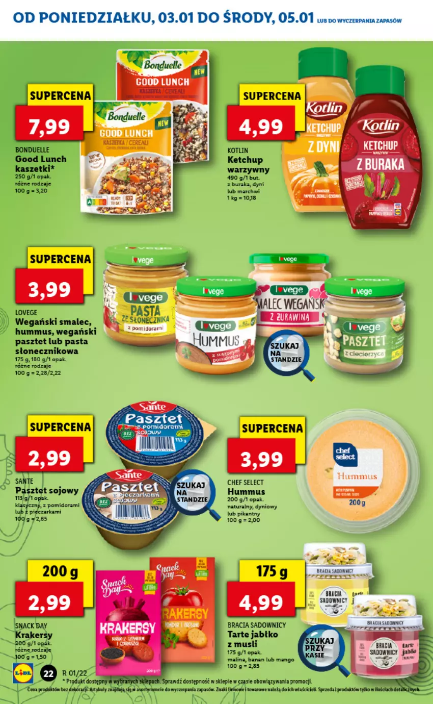 Gazetka promocyjna Lidl - GAZETKA - ważna 03.01 do 05.01.2022 - strona 22 - produkty: Hummus, Ketchup, Kotlin, Mango, Mus, Pasztet, Smalec