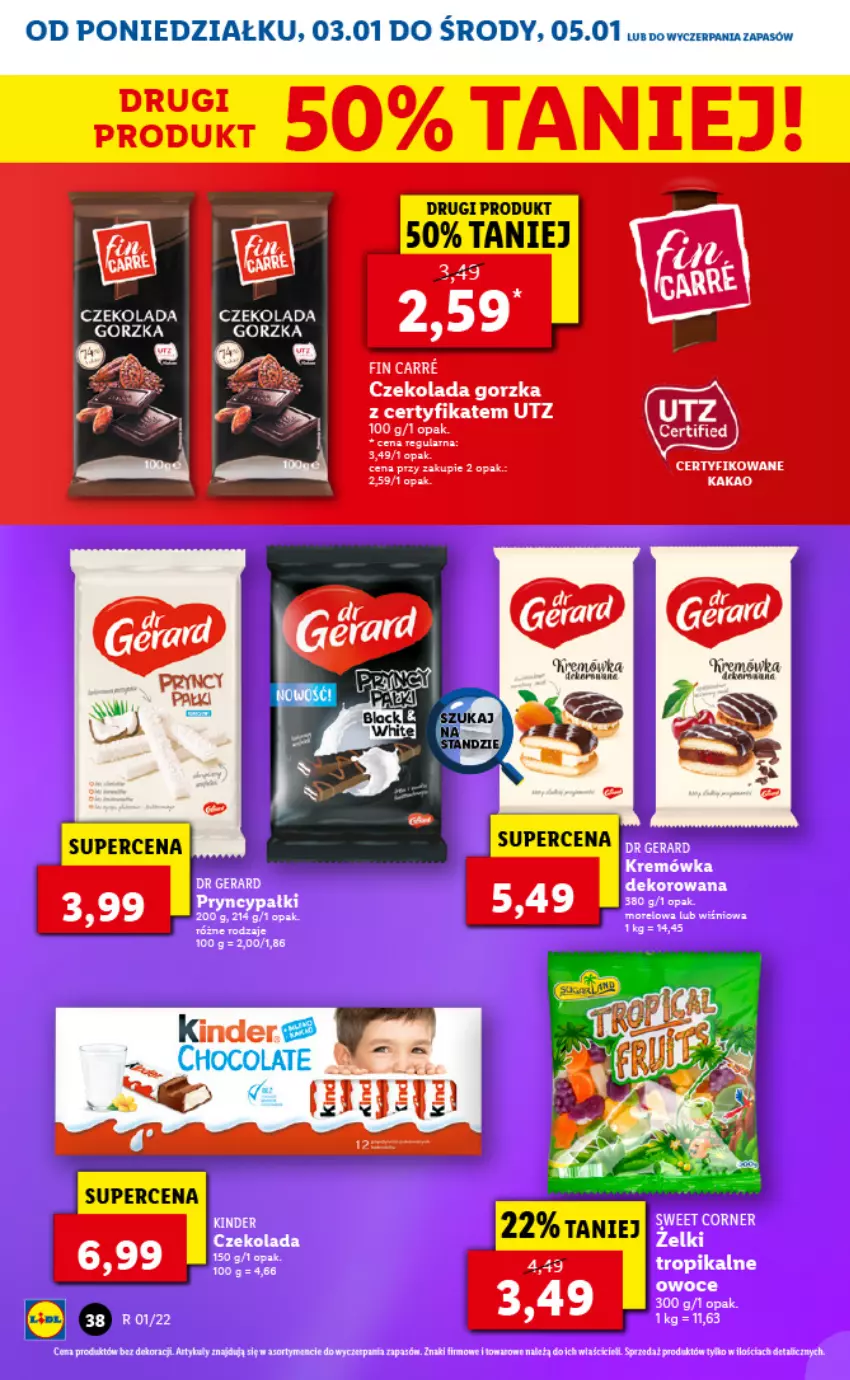 Gazetka promocyjna Lidl - GAZETKA - ważna 03.01 do 05.01.2022 - strona 38 - produkty: Czekolada, Czekolada gorzka, Dr Gerard, Gra, Kremówka, LG, Owoce