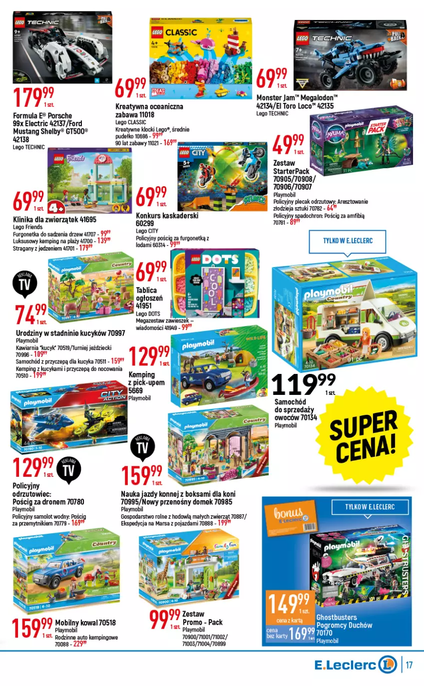 Gazetka promocyjna E Leclerc - ważna 17.05 do 28.05.2022 - strona 17 - produkty: Amol, Dron, Fa, Kask, Klocki, LEGO, LEGO Classic, LEGO Friends, LEGO Technic, Mars, Mobil, Mus, Playmobil, Plecak, Pojazd, Por, Pudełko, Samochód, Samolot, Urgo