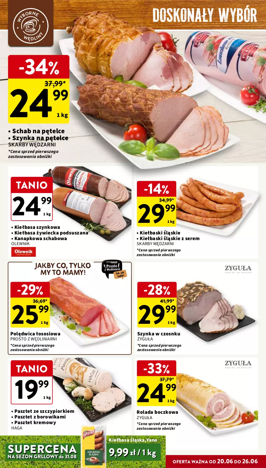 Gazetka promocyjna Intermarche - Gazetka Intermarche - ważna 20.06 do 26.06.2024 - strona 16 - produkty: Kiełbasa, Kiełbasa śląska, Kiełbasa szynkowa, Kiełbaski śląskie, Olewnik, Pasztet, Polędwica, Rolada, Ser, Sos, Szynka