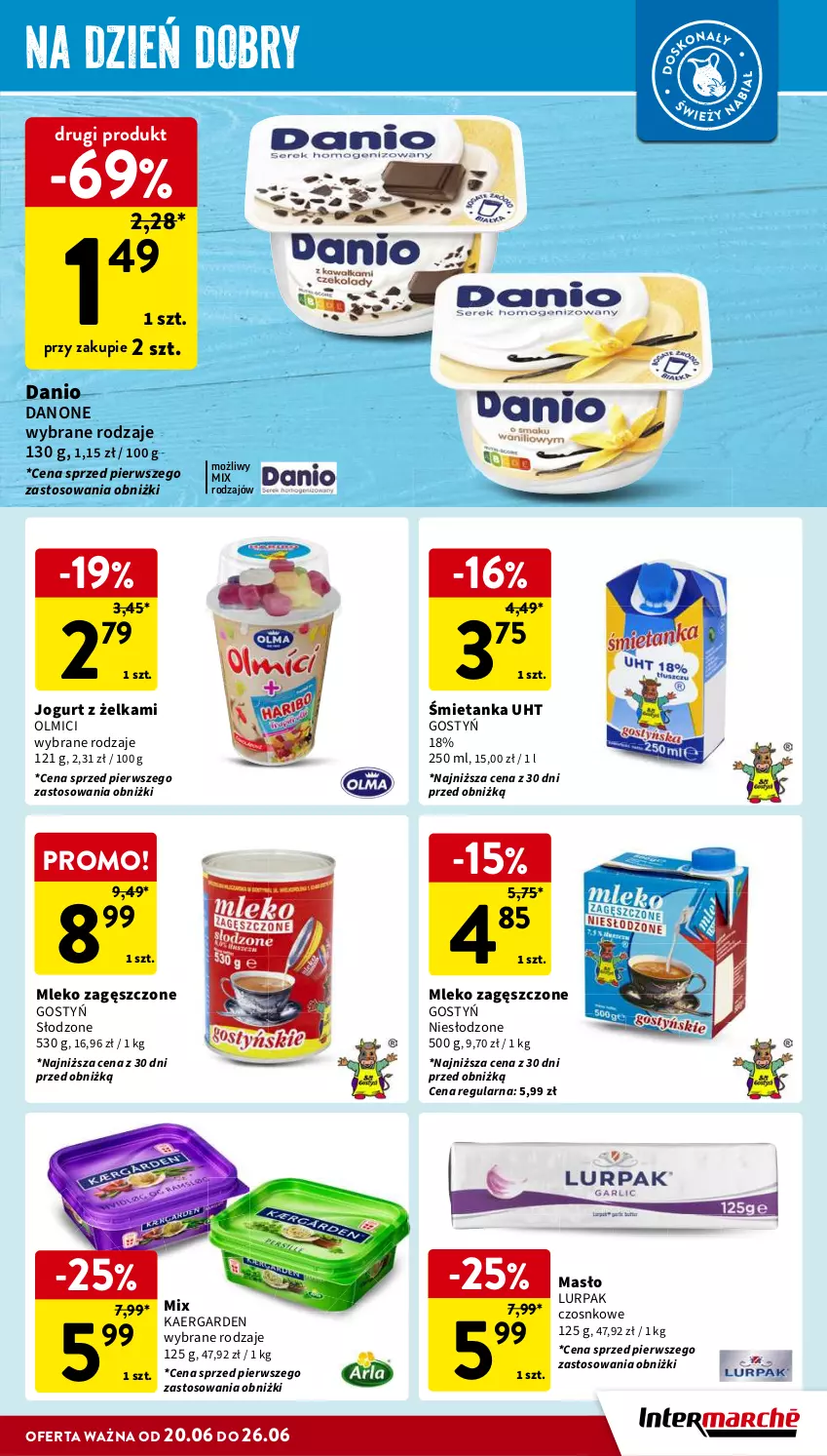 Gazetka promocyjna Intermarche - Gazetka Intermarche - ważna 20.06 do 26.06.2024 - strona 21 - produkty: Danio, Danone, Jogurt, Lurpak, Masło, Mleko, Mleko zagęszczone