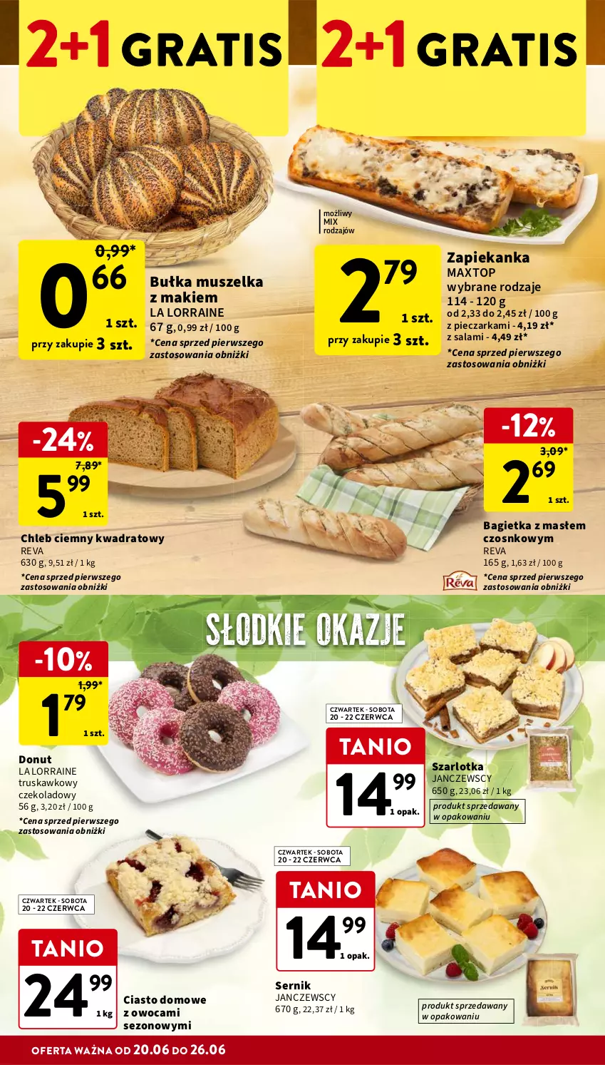 Gazetka promocyjna Intermarche - Gazetka Intermarche - ważna 20.06 do 26.06.2024 - strona 22 - produkty: Bagietka, Bułka, Chleb, Donut, Gra, Mus, Piec, Pieczarka, Salami, Ser, Szarlotka, Top, Zapiekanka