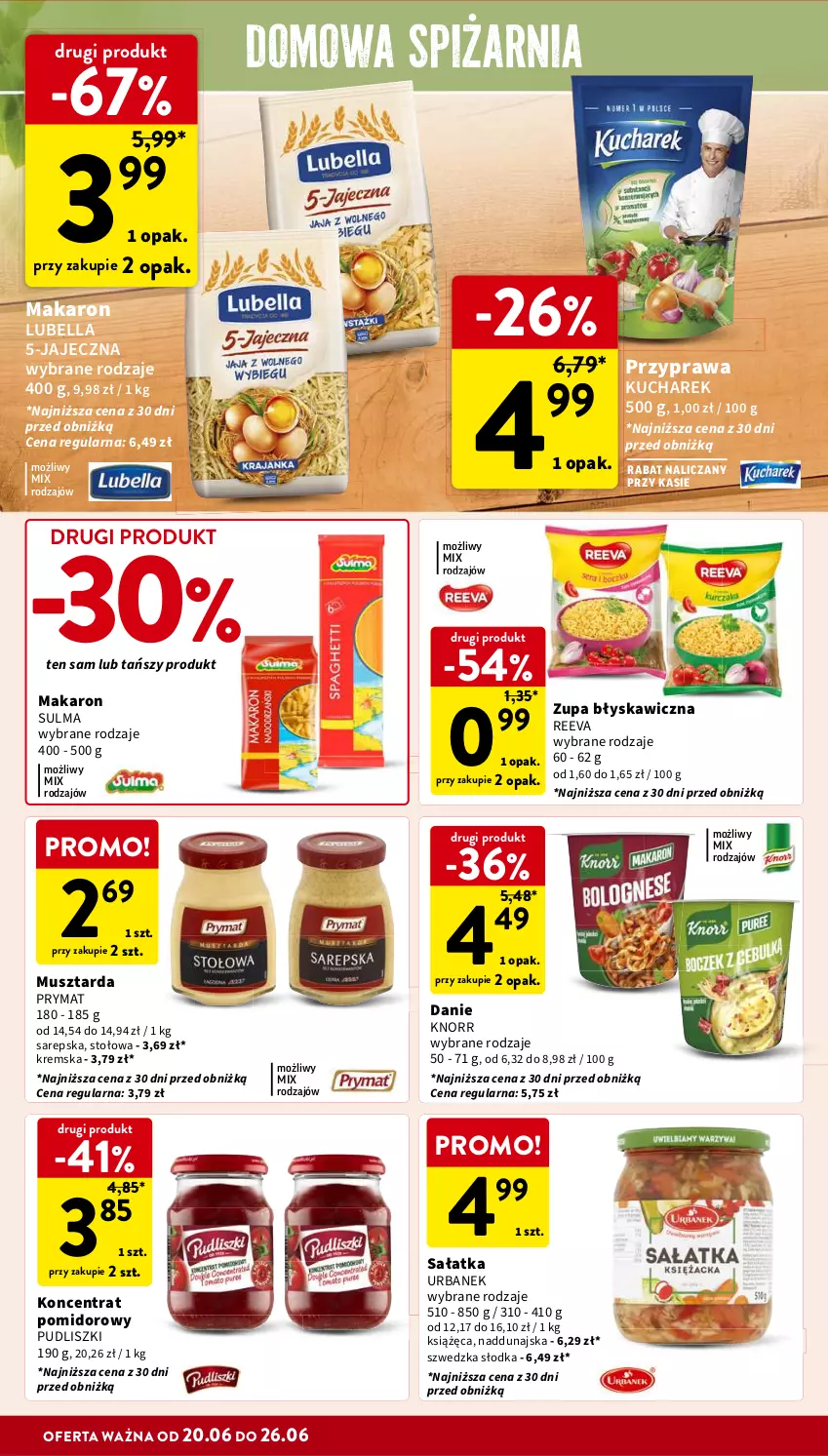 Gazetka promocyjna Intermarche - Gazetka Intermarche - ważna 20.06 do 26.06.2024 - strona 28 - produkty: Bell, Bella, Knorr, Koncentrat pomidorowy, Kucharek, Lubella, Makaron, Mus, Musztarda, Prymat, Pudliszki, Sałat, Sałatka, Zupa