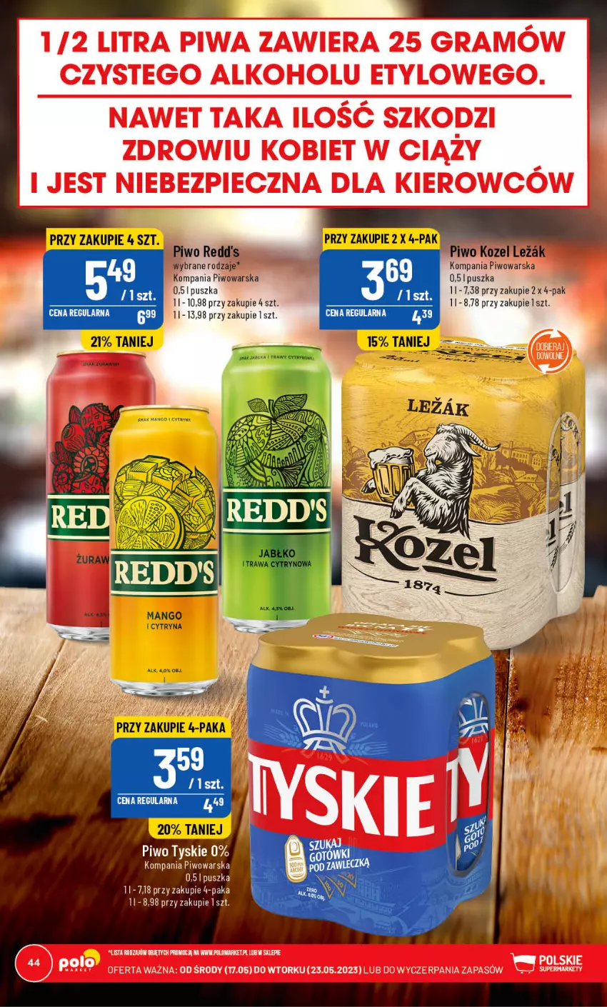 Gazetka promocyjna PoloMarket - Gazetka pomocyjna - ważna 17.05 do 23.05.2023 - strona 44 - produkty: Kozel, Mango, Piwo, Redd's, Tyskie