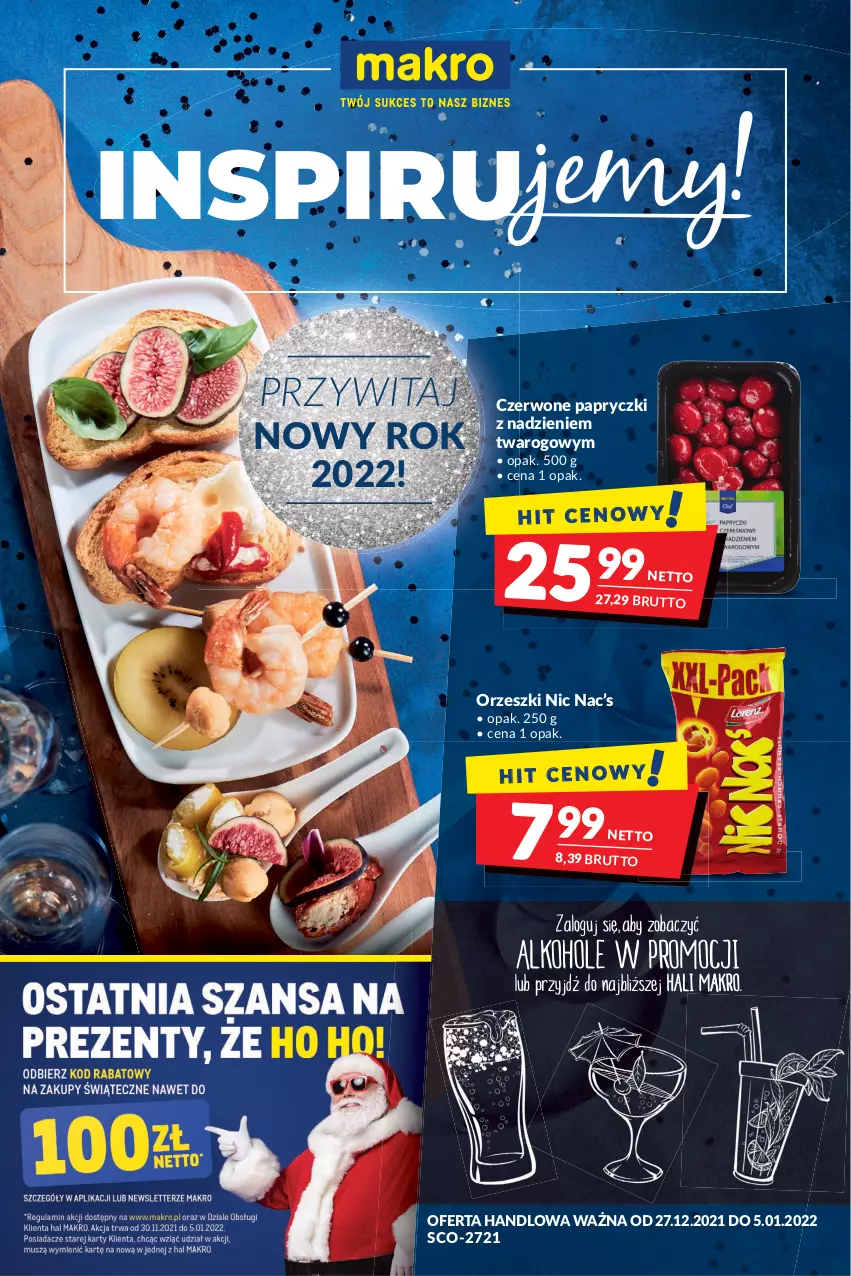 Gazetka promocyjna Makro - [Oferta promocyjna] Artykuły spożywcze i przemysłowe - ważna 27.12.2021 do 05.01.2022 - strona 1 - produkty: Orzeszki