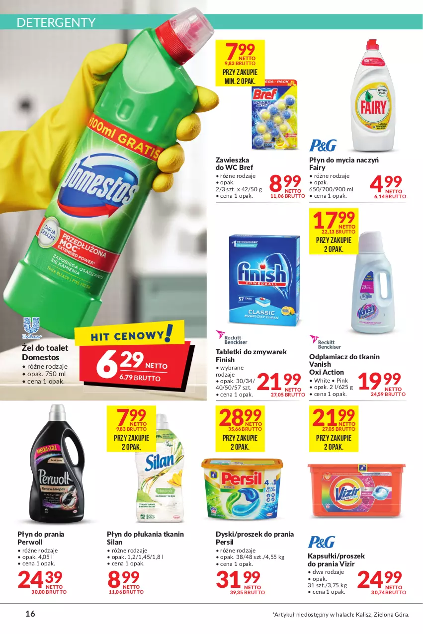 Gazetka promocyjna Makro - [Oferta promocyjna] Artykuły spożywcze i przemysłowe - ważna 27.12.2021 do 05.01.2022 - strona 16 - produkty: Bref, Do mycia naczyń, Domestos, Fa, Fairy, Finish, Odplamiacz, Persil, Perwoll, Płyn do mycia, Płyn do mycia naczyń, Płyn do płukania, Płyn do prania, Proszek do prania, Silan, Tablet, Vanish, Vizir, Zawieszka do wc