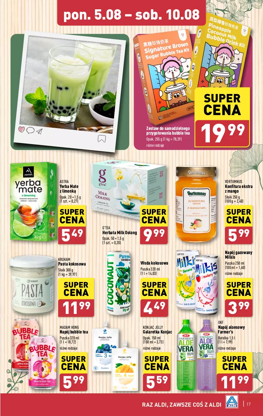 Gazetka promocyjna Aldi - Pełna oferta - ważna 05.08 do 10.08.2024 - strona 17 - produkty: Fa, Gala, Galaretka, Herbata, Kokos, Konfitura, Mango, Napój, Napój gazowany, Woda