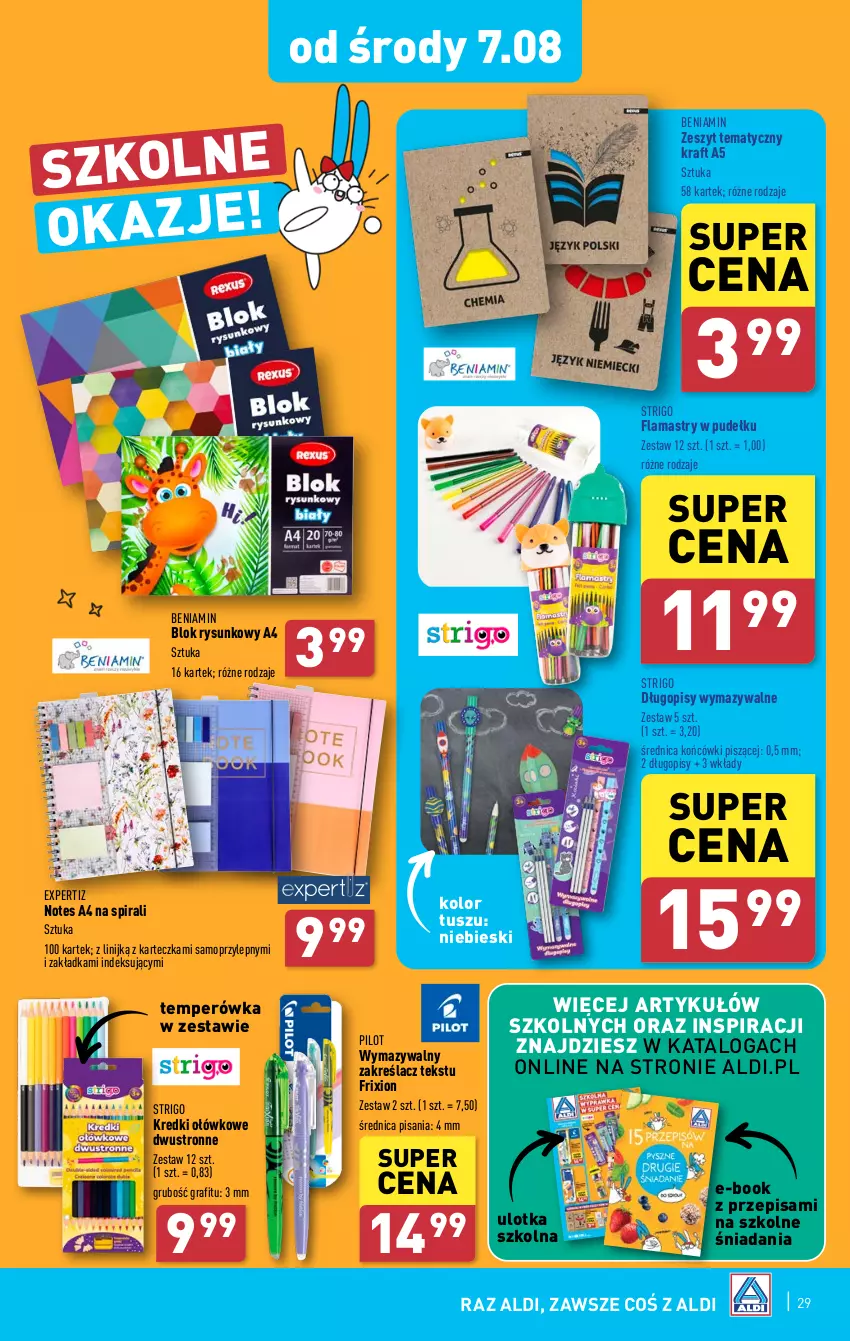 Gazetka promocyjna Aldi - Pełna oferta - ważna 05.08 do 10.08.2024 - strona 29 - produkty: Długopis, Flamastry, Gra, Mop, Tusz