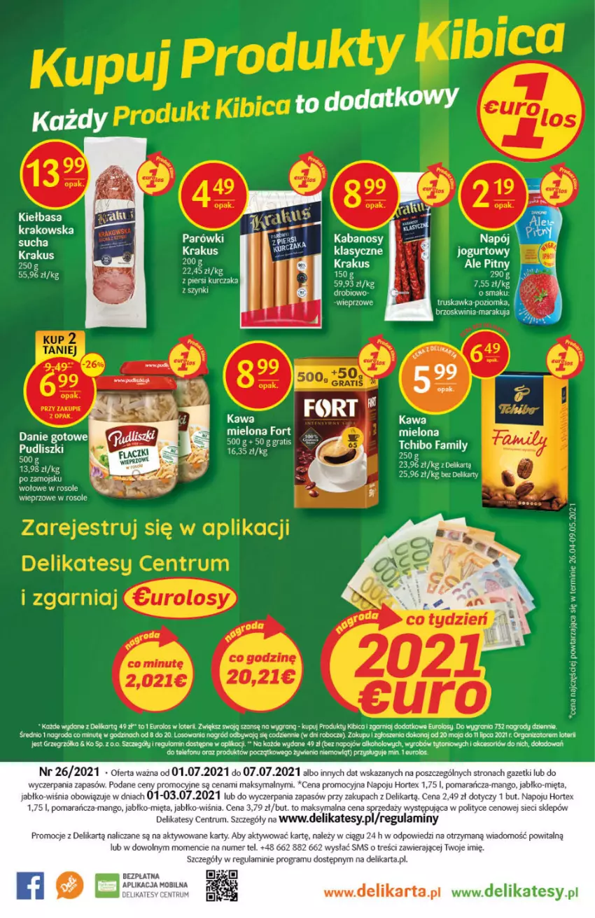 Gazetka promocyjna Delikatesy Centrum - Gazetka Delikatesy Centrum - ważna 01.07 do 07.07.2021 - strona 28 - produkty: BIC, Gra, Hortex, Jogurt, Kabanos, Kawa, Kawa mielona, Kiełbasa, Kiełbasa krakowska, Krakus, Kurczak, Mango, Mięta, Rum, Telefon