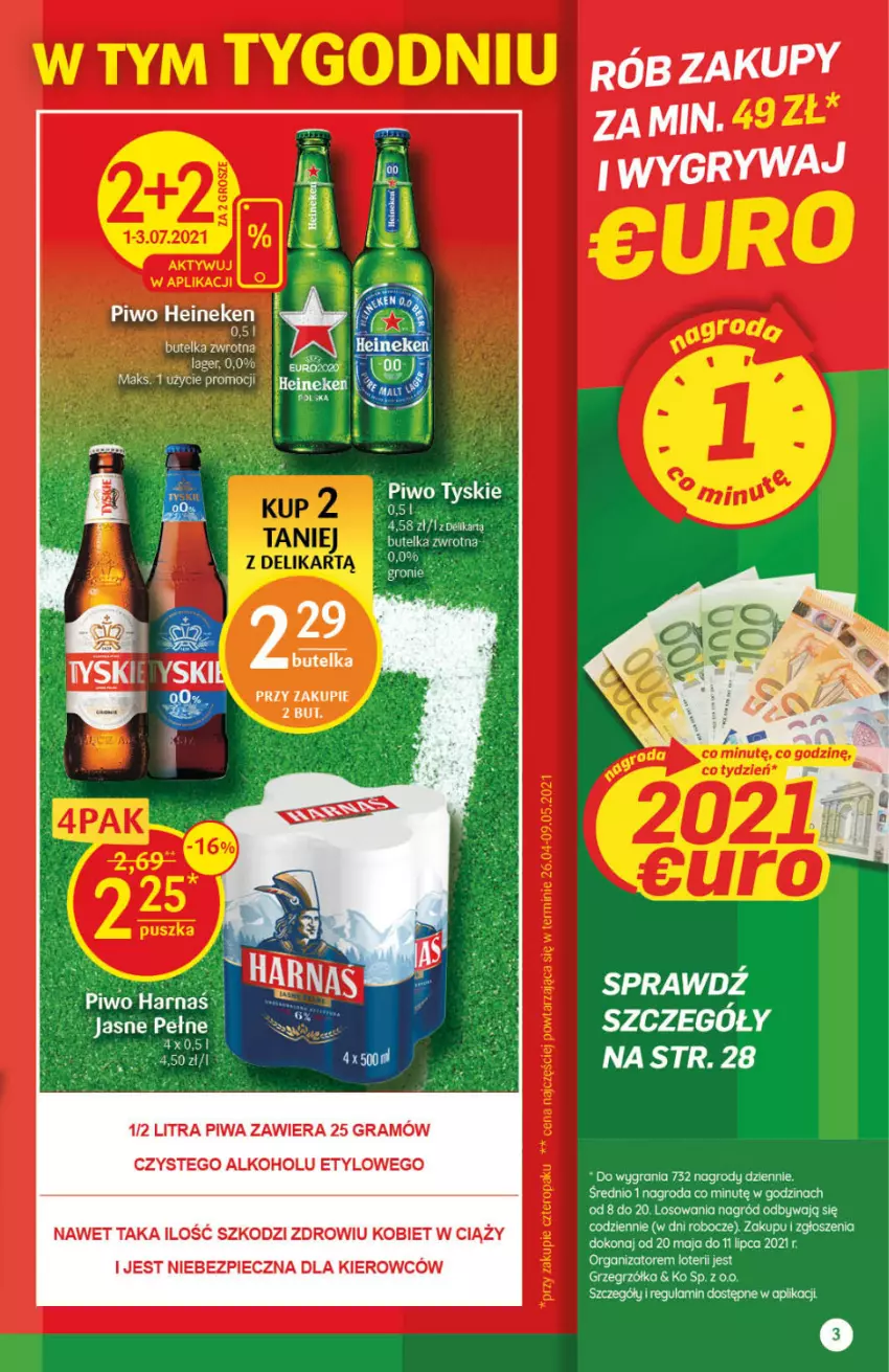 Gazetka promocyjna Delikatesy Centrum - Gazetka Delikatesy Centrum - ważna 01.07 do 07.07.2021 - strona 3 - produkty: Gra, Harnaś, Heineken, Piec, Piwa, Piwo, Tyskie