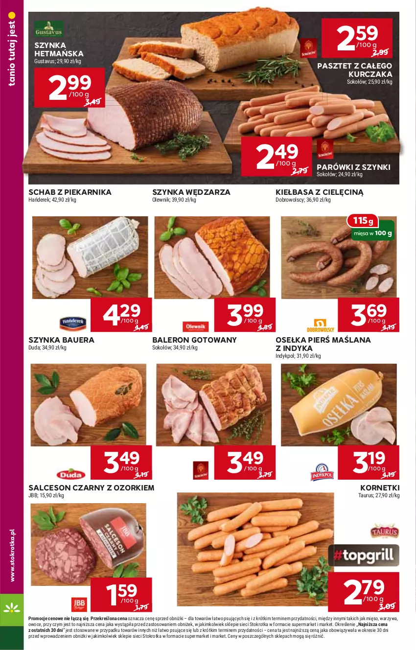 Gazetka promocyjna Stokrotka - Supermarket - ważna 27.06 do 03.07.2024 - strona 10 - produkty: HP, Kiełbasa, Kurczak, LANA, Parówki, Parówki z szynki, Pasztet, Piekarnik, Salceson, Sos, Szynka