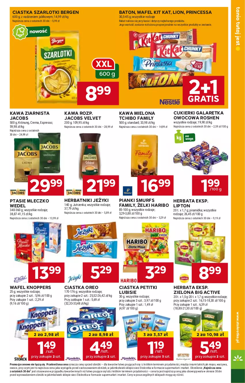 Gazetka promocyjna Stokrotka - Supermarket - ważna 27.06 do 03.07.2024 - strona 13 - produkty: Baton, Ciastka, Cukier, Cukierki, Fa, Gala, Galaretka, Gra, Haribo, Herbata, Herbatniki, HP, Jacobs, Jacobs Velvet, Jeżyki, Kawa, Kawa mielona, Kawa ziarnista, Kit Kat, Knoppers, Lion, Lipton, Lubisie, Mleczko, Oreo, Princessa, Ptasie mleczko, Tchibo, Tchibo Family, Velvet