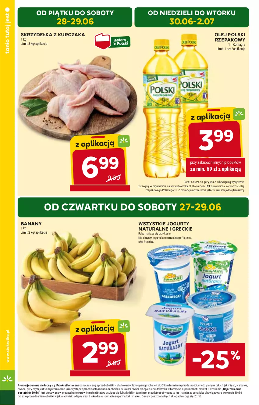 Gazetka promocyjna Stokrotka - Supermarket - ważna 27.06 do 03.07.2024 - strona 2 - produkty: Banany, Gra, HP, Jogurt, Kurczak, Olej, Skrzydełka z kurczaka