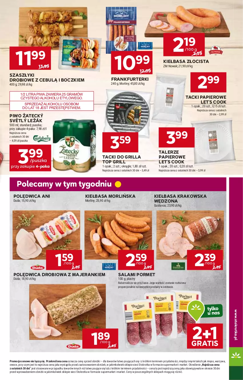 Gazetka promocyjna Stokrotka - Supermarket - ważna 27.06 do 03.07.2024 - strona 9 - produkty: Frankfurterki, Gra, Grill, HP, Kiełbasa, Kiełbasa krakowska, Papier, Piwa, Piwo, Polędwica, Por, Salami, Talerz, Top