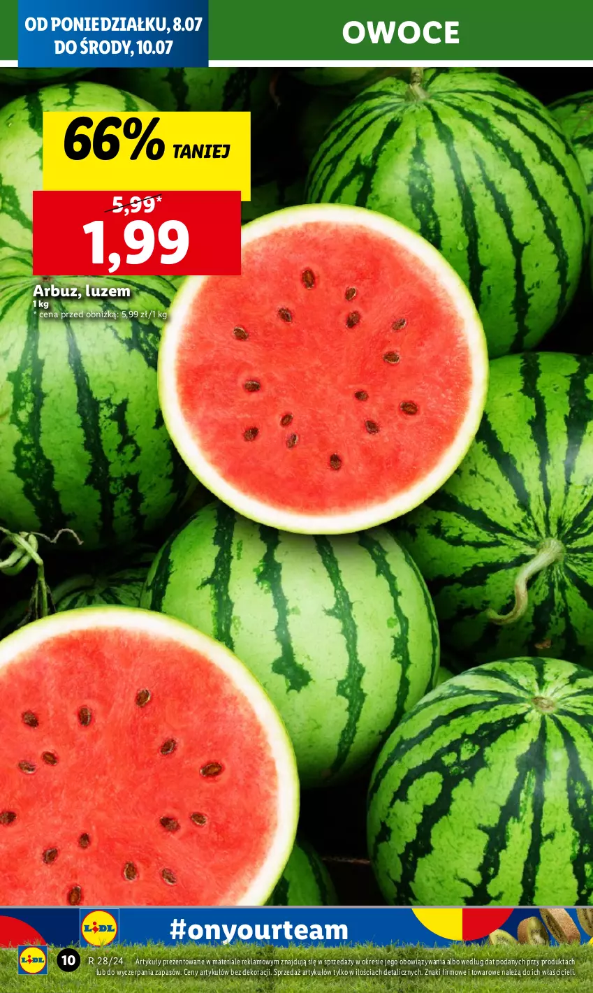 Gazetka promocyjna Lidl - GAZETKA - ważna 08.07 do 10.07.2024 - strona 16 - produkty: Arbuz, Owoce