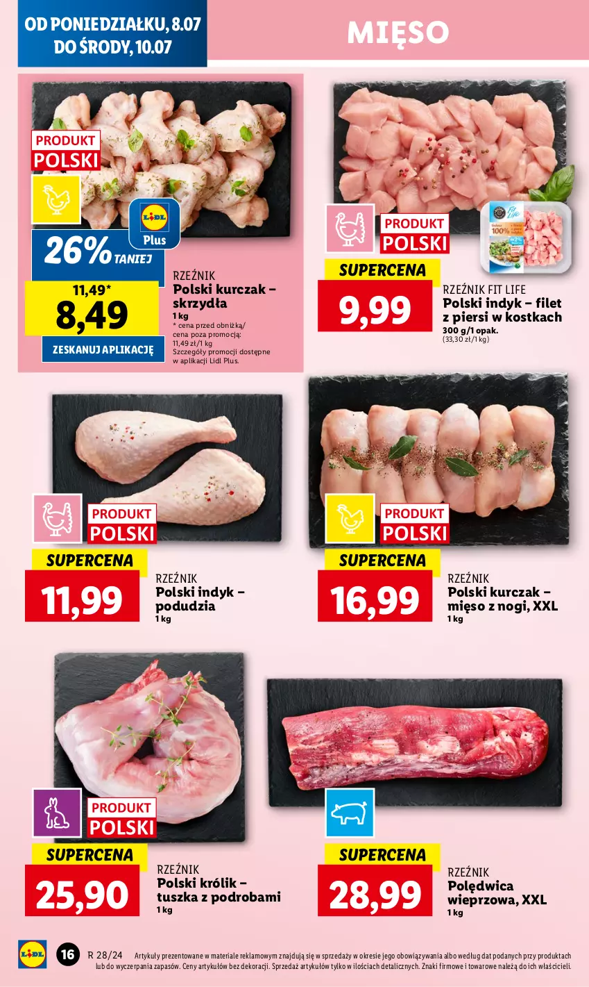 Gazetka promocyjna Lidl - GAZETKA - ważna 08.07 do 10.07.2024 - strona 20 - produkty: Królik, Kurczak, Mięso, Polędwica, Tusz