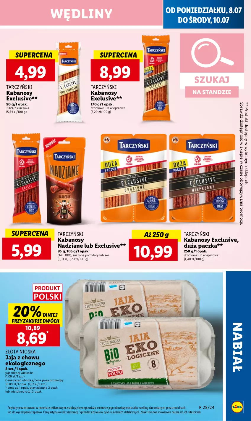 Gazetka promocyjna Lidl - GAZETKA - ważna 08.07 do 10.07.2024 - strona 23 - produkty: Jaja, Kabanos, Kurczak, Pomidory, Ser, Suszone pomidory, Tarczyński