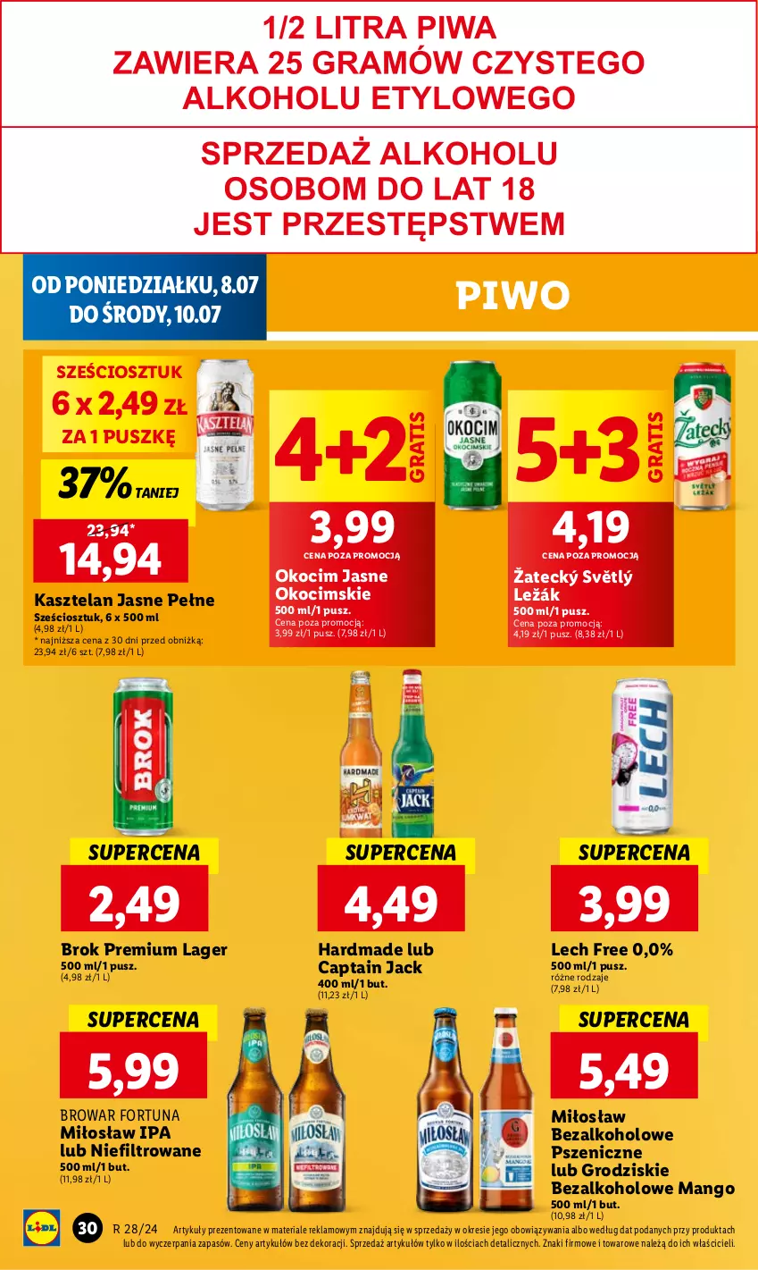 Gazetka promocyjna Lidl - GAZETKA - ważna 08.07 do 10.07.2024 - strona 38 - produkty: Captain Jack, Fortuna, Gra, Kasztelan, Koc, Mango, Okocim, Piwo