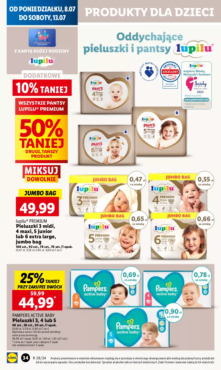 Gazetka promocyjna Lidl - GAZETKA - ważna 08.07 do 10.07.2024 - strona 42 - produkty: Dzieci, O Bag, Pampers