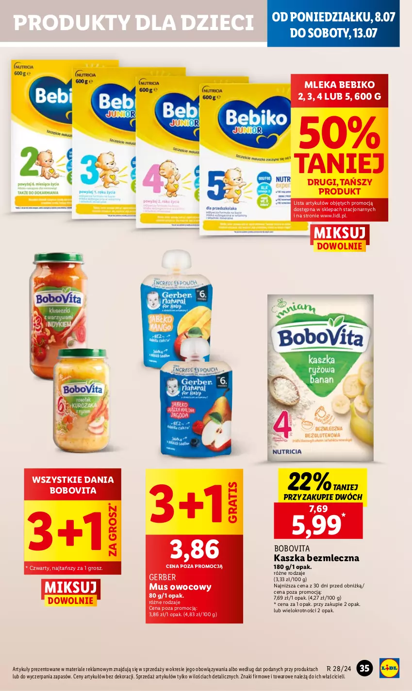 Gazetka promocyjna Lidl - GAZETKA - ważna 08.07 do 10.07.2024 - strona 43 - produkty: Bebiko, BoboVita, Dzieci, Gerber, Gra, Mus