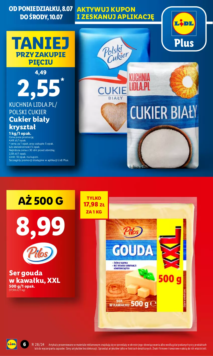 Gazetka promocyjna Lidl - GAZETKA - ważna 08.07 do 10.07.2024 - strona 6 - produkty: Cukier, Gouda, Kawa, Kuchnia, Ser