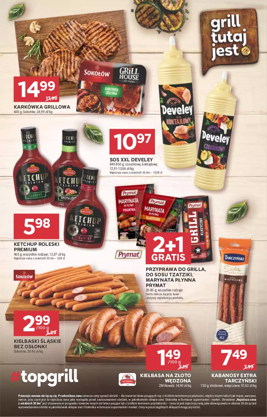 Gazetka promocyjna Stokrotka - Supermarket - ważna 10.07 do 16.07.2025 - strona 10 - produkty: Gra, Grill, Kabanos, Ketchup, Kiełbasa, Kiełbaski śląskie, Mięso, NOWAK, Owoce, Prymat, Sok, Sokołów, Sos, Tarczyński, Warzywa