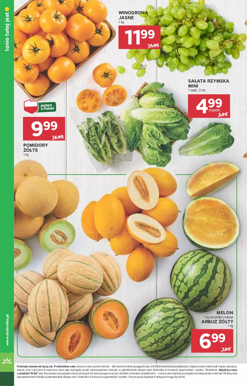 Gazetka promocyjna Stokrotka - Supermarket - ważna 10.07 do 16.07.2025 - strona 8 - produkty: Arbuz, Melon, Mięso, Owoce, Pomidory, Sałat, Warzywa, Wino, Winogrona