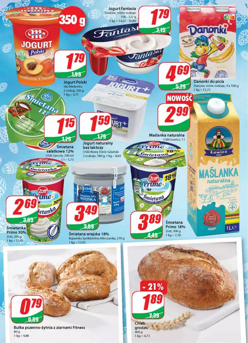 Gazetka promocyjna Dino - Gazetka - ważna 31.03 do 06.04.2021 - strona 14 - produkty: Bułka, Danone, Danonki, Fa, Fanta, Jogurt, Jogurt naturalny, Maślanka, Mleko, Mlekovita, Sałat