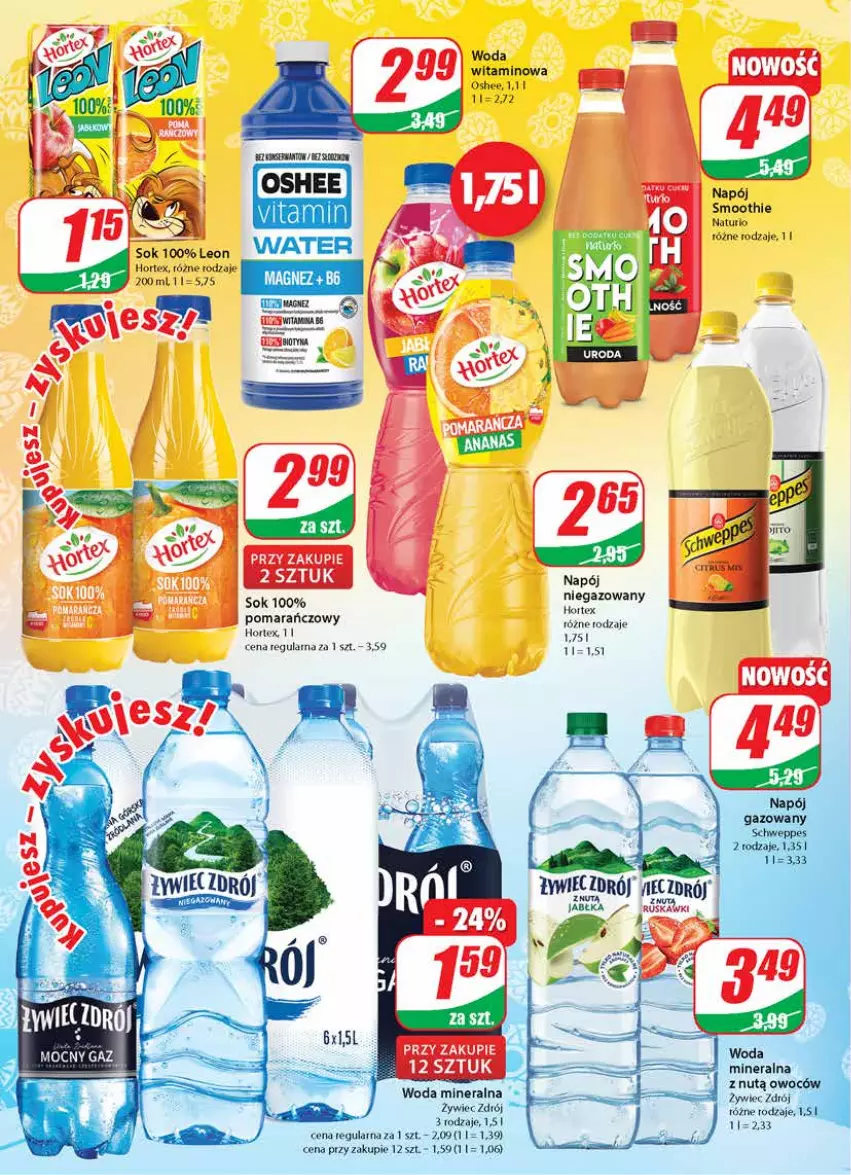 Gazetka promocyjna Dino - Gazetka - ważna 31.03 do 06.04.2021 - strona 2 - produkty: Hortex, Leon, Napój, Napój niegazowany, Oshee, Smoothie, Sok, Woda