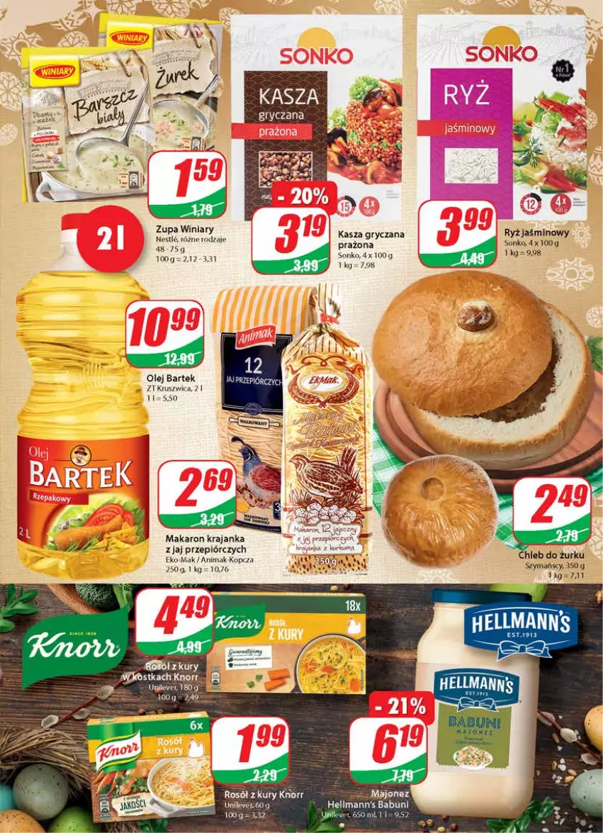 Gazetka promocyjna Dino - Gazetka - ważna 31.03 do 06.04.2021 - strona 9 - produkty: Babuni, Bartek, Gry, Kasza, Kasza gryczana, Knorr, Majonez, Makaron, Olej, Rosół, Ryż, Sonko, Winiary, Zupa