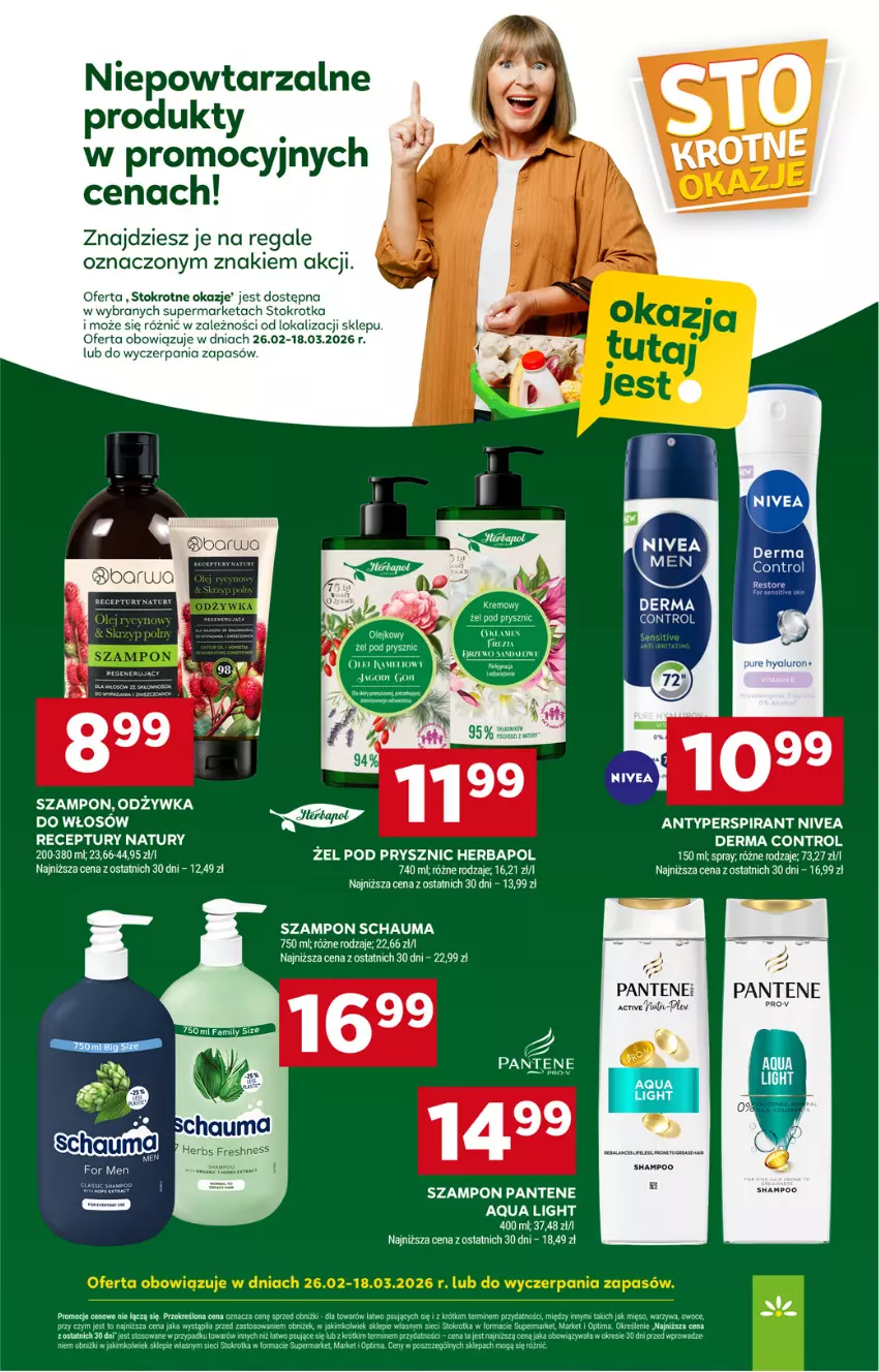 Gazetka promocyjna Stokrotka - Supermarket - ważna 12.03 do 18.03.2026 - strona 19 - produkty: Antyperspirant, Control, Herbapol, Nivea, Odżywka, Pantene, Schauma, SEKO, Szampon