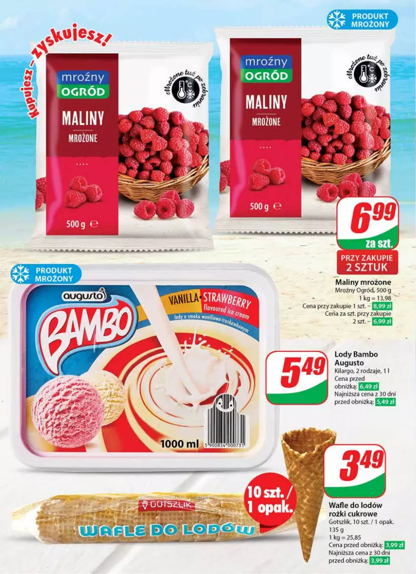 Gazetka promocyjna Dino - Gazetka 20 / 2024 - ważna 15.05 do 21.05.2024 - strona 26 - produkty: Lody, Maliny, Ogród, Wafle, Wafle do lodów