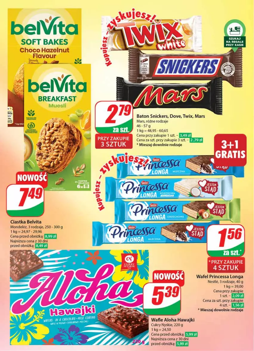 Gazetka promocyjna Dino - Gazetka 20 / 2024 - ważna 15.05 do 21.05.2024 - strona 6 - produkty: Baton, BelVita, Ciastka, Dove, Fa, Mars, Princessa, Snickers, Twix, Wafle