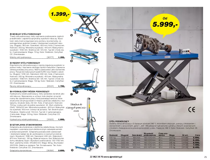 Gazetka promocyjna AJ Produkty - Magazyn - ważna 01.01 do 31.03.2021 - strona 21 - produkty: Akumulator, Bateria, Bieżnik, Fa, Mobil, Noż, Olej, Piec, Sok, Stół, Tera, Waga, Wózek