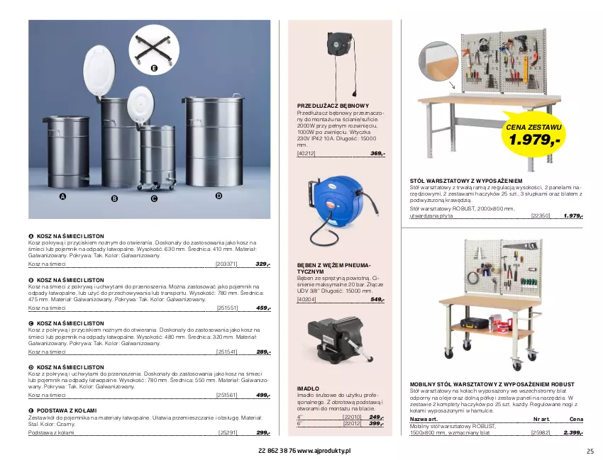 Gazetka promocyjna AJ Produkty - Magazyn - ważna 01.01 do 31.03.2021 - strona 25 - produkty: Haczyk, Kosz, Mobil, Noż, Olej, Płyta, Pojemnik, Pokrywa, Por, Sok, Sport, Stół, Stół warsztatowy, Tran