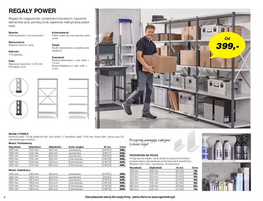 Gazetka promocyjna AJ Produkty - Magazyn - ważna 01.01 do 31.03.2021 - strona 4 - produkty: Biuro, Półka, Rama, Regał, Sok, Top