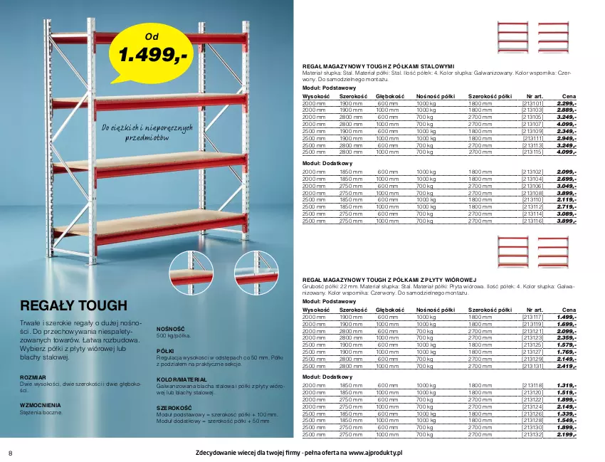 Gazetka promocyjna AJ Produkty - Magazyn - ważna 01.01 do 31.03.2021 - strona 8 - produkty: Płyta, Płyta wiórowa, Półka, Por, Regał, Sok