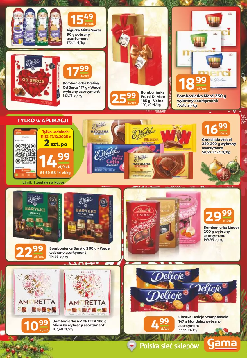 Gazetka promocyjna Gama - Gazetka Gama - ważna 11.12 do 23.12.2025 - strona 7 - produkty: Baryłki, Ciastka, Czekolada, Delicje, Lindor, Merci, Milka, Praliny, Ser