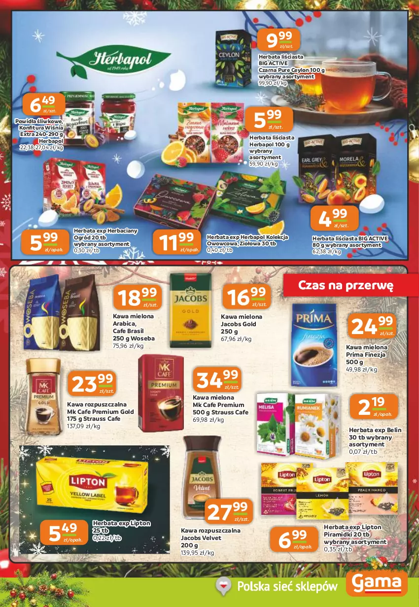 Gazetka promocyjna Gama - Gazetka Gama - ważna 11.12 do 23.12.2025 - strona 9 - produkty: BIC, Herbapol, Herbata, Jacobs, Jacobs Velvet, Kawa, Kawa mielona, Kawa rozpuszczalna, Lipton, Ogród, Prima, Pur, Saga, Velvet, Woseba