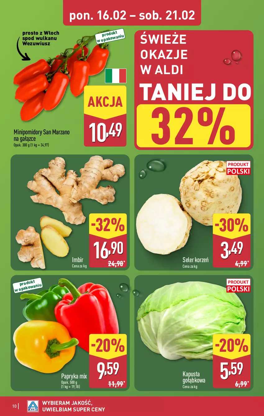 Gazetka promocyjna Aldi - Oferta weekendowa - ważna 19.02 do 21.02.2026 - strona 10 - produkty: Imbir, Papryka, Pomidory, Seler korzeń