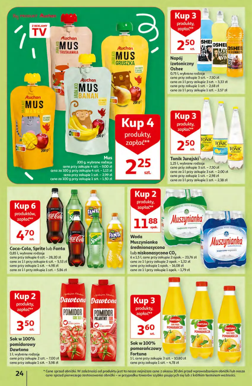 Gazetka promocyjna Auchan - Gazetka Rewelacyjne Wielopaki Hipermarket Auchan - ważna 23.02 do 01.03.2023 - strona 24 - produkty: Coca-Cola, Dawtona, Fa, Fanta, Fortuna, O nas, Oshee, Sok, Sprite, Tonik