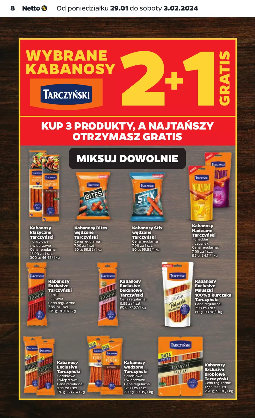 Gazetka promocyjna Netto - Artykuły spożywcze - ważna 29.01 do 03.02.2024 - strona 8 - produkty: Beko, Cheddar, Czosnek, Gra, Kabanos, Kurczak, Ser, Tarczyński