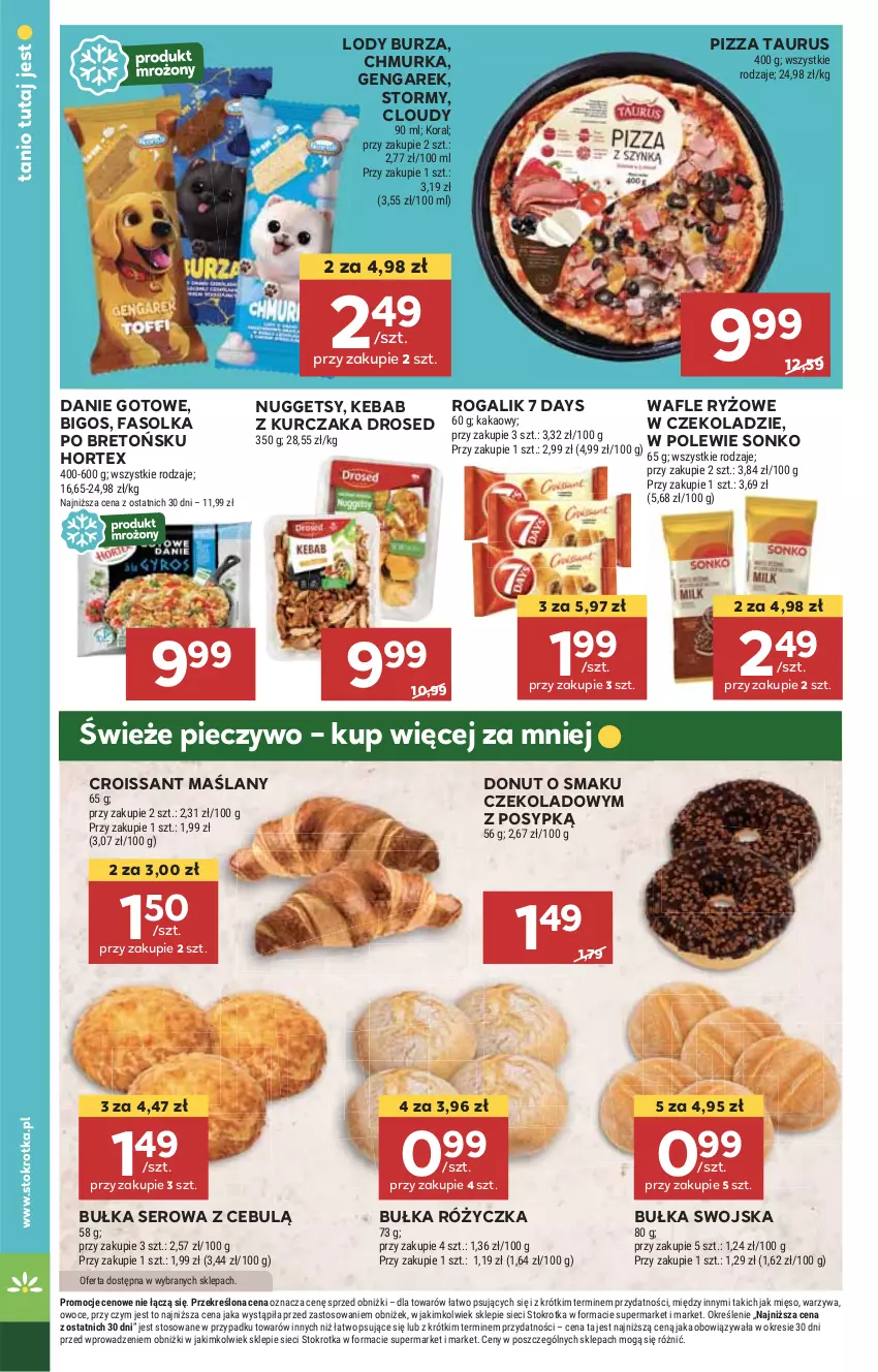 Gazetka promocyjna Stokrotka - Market - ważna 25.07 do 31.07.2024 - strona 16 - produkty: 7 Days, Bigos, Bułka, Croissant, Danie gotowe, Donut, Fa, Hortex, HP, Kebab, Kebab z kurczaka, Kurczak, Lody, Piec, Pieczywo, Pizza, Rogal, Ryż, Ser, Sonko, Wafle