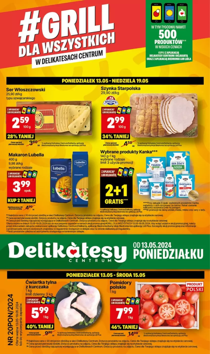 Gazetka promocyjna Delikatesy Centrum - NOWA GAZETKA Delikatesy Centrum od 13 maja! 13-19.05.2024 - ważna 13.05 do 19.05.2024 - strona 1 - produkty: Bell, Bella, Cars, Dell, Dron, Grill, Kret, Kurczak, Lubella, Makaron, Orka, Rama, Rum, Ser, Szynka, Włoszczowski